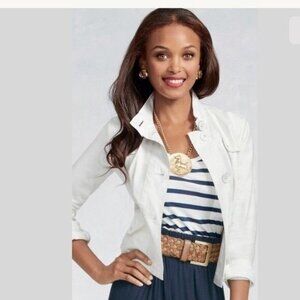 CAbi 333 Topside Topper White Linen Jacket size Small